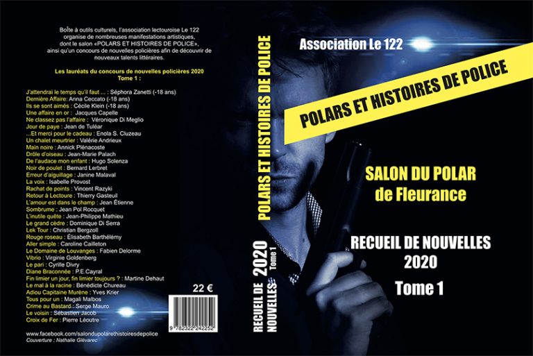 Couverture du Recueil de nouvelles 2020 Polars et histoires de police, réalisée par la graphiste Nathalie Glévarec