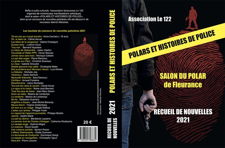 Couverture du Recueil de nouvelles 2021 Polars et histoires de police, réalisée par la graphiste Nathalie Glévarec
