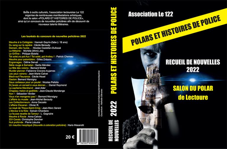 Couverture du livre Recueil de nouvelles 2022 Polars et histoires de police,réalisée par la graphiste Nathalie Glévarec