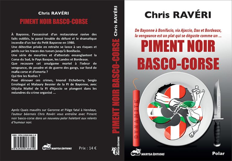 Couverture du livre Piment noir basco corse réalisée par la graphiste Nathalie Glévarec