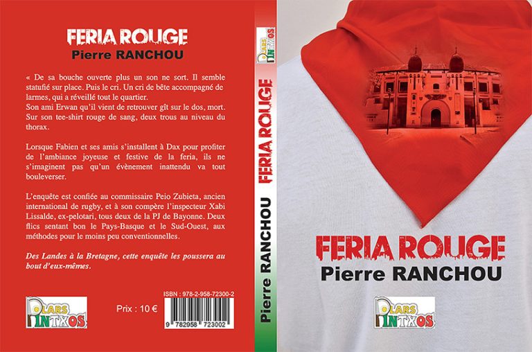 Couverture du livre polar FÉRIA ROUGE réalisée par la graphiste Nathalie Glévarec en 2023